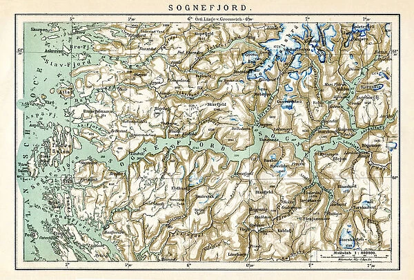 Map of Sognefjord Norway 1898