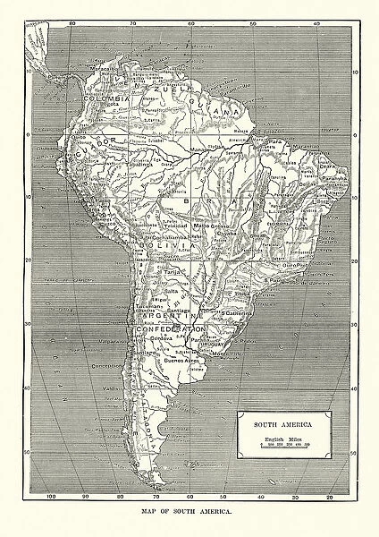 Map of South America, 19th Century
