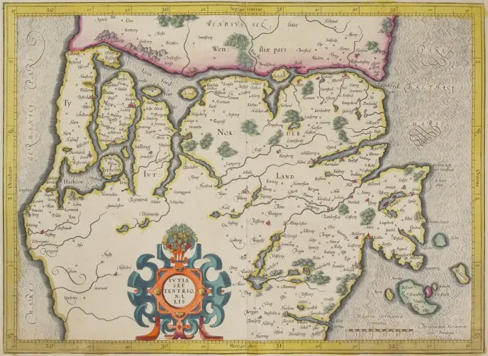 Framed Print : Antique Map of Denmark Print Framed Print : Antique Map of Denmark Print