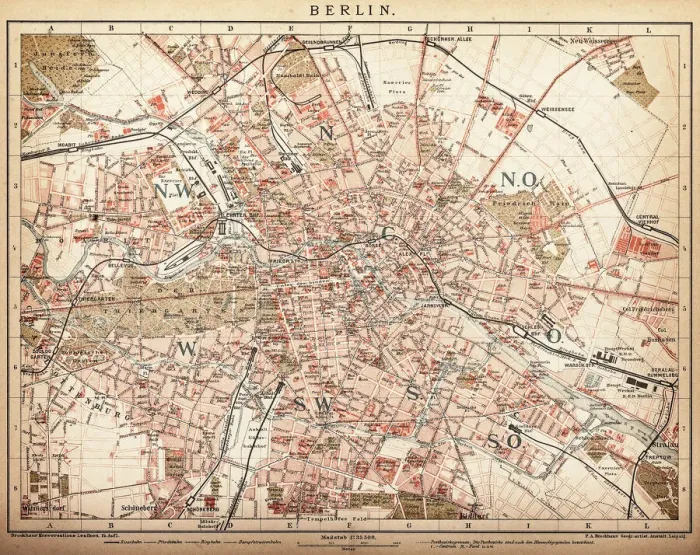 Framed Print : Historic Berlin City Map 1898 Lithograph Print Framed Print : Historic Berlin City Map 1898 Lithograph Print