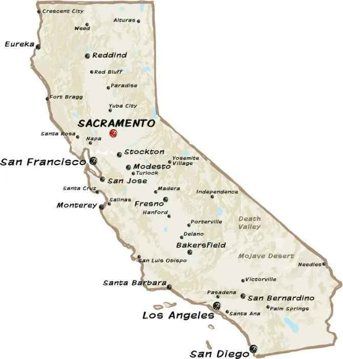 Framed Print : California Vector Map Print - Editable Adobe Illustrator 10 Framed Print : California Vector Map Print - Editable Adobe Illustrator 10