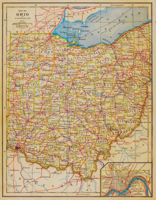 Framed Print : 1883 Ohio State Map Print (Map Illustrations) Framed Print : 1883 Ohio State Map Print (Map Illustrations)