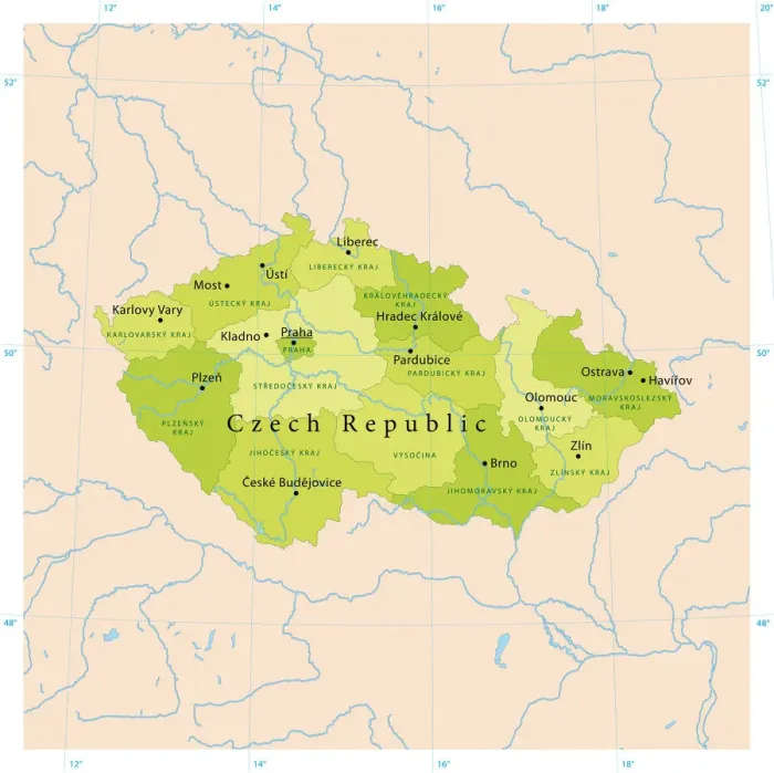 Framed Print : Czech Republic Vector Map Highly Detailed CMYK Print Ready Framed Print : Czech Republic Vector Map Highly Detailed CMYK Print Ready