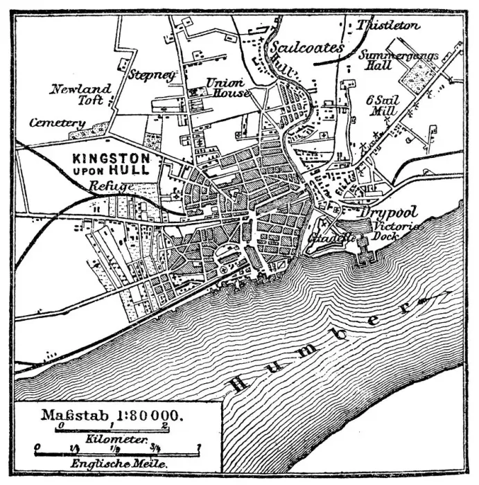 Framed Print : Kingston upon Hull Map Print