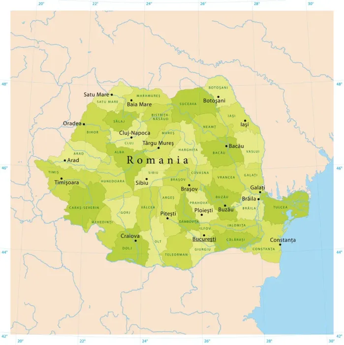 Framed Print : Highly Detailed Romania Vector Map Print Quality EPS File Framed Print : Highly Detailed Romania Vector Map Print Quality EPS File