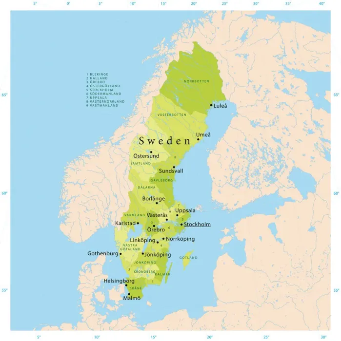 Framed Print : Sweden Vector Map Print in CMYK Colors Framed Print : Sweden Vector Map Print in CMYK Colors