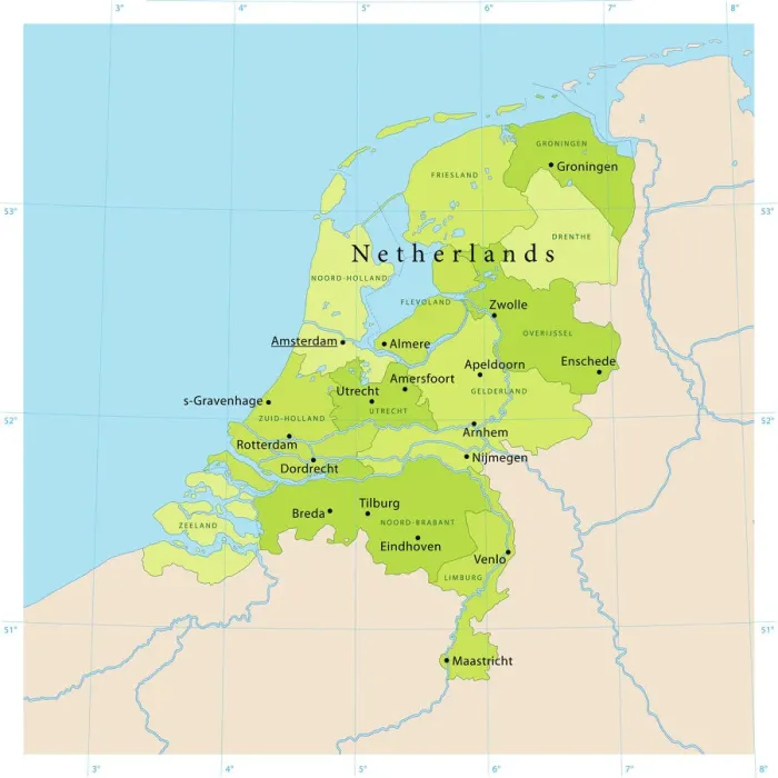 Framed Print : Netherlands Vector Map - Highly Detailed CMYK Print Ready Framed Print : Netherlands Vector Map - Highly Detailed CMYK Print Ready