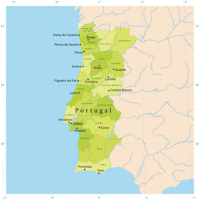 Framed Print : Portugal Vector Map for High-Quality Print Framed Print : Portugal Vector Map for High-Quality Print