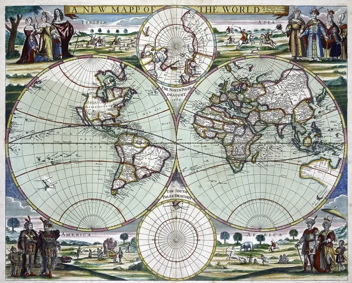 Framed Print : Private Collection A New Map of the World Print Framed Print : Private Collection A New Map of the World Print