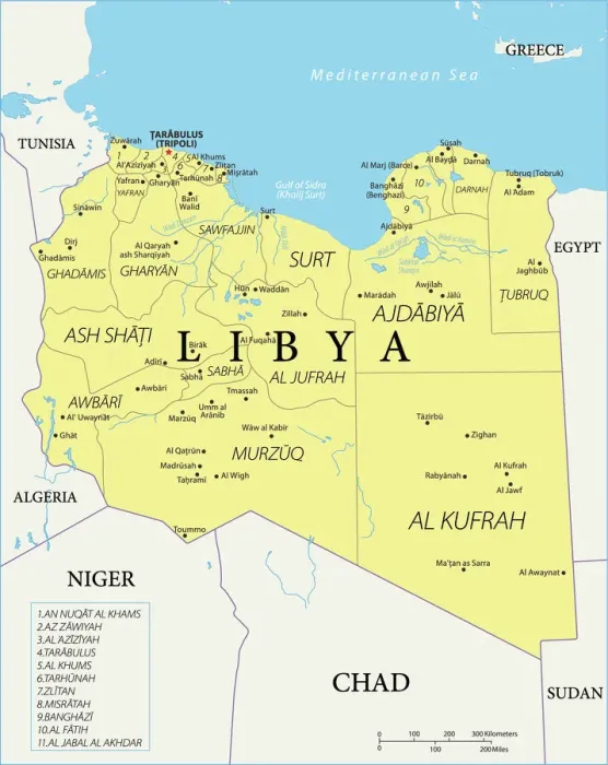 Framed Print : Reference Map of Libya Print - North African Nation Framed Print : Reference Map of Libya Print - North African Nation