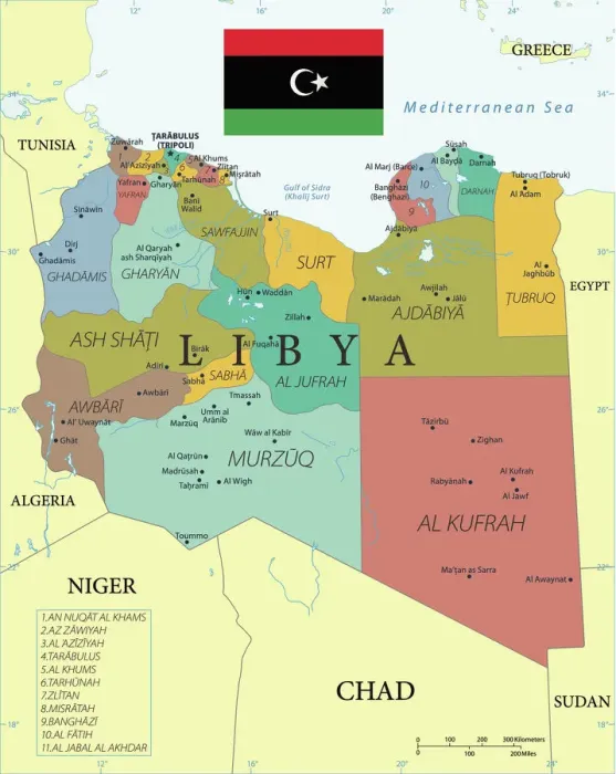 Framed Print : Reference Map of Libya Print: North African Nation Framed Print : Reference Map of Libya Print: North African Nation