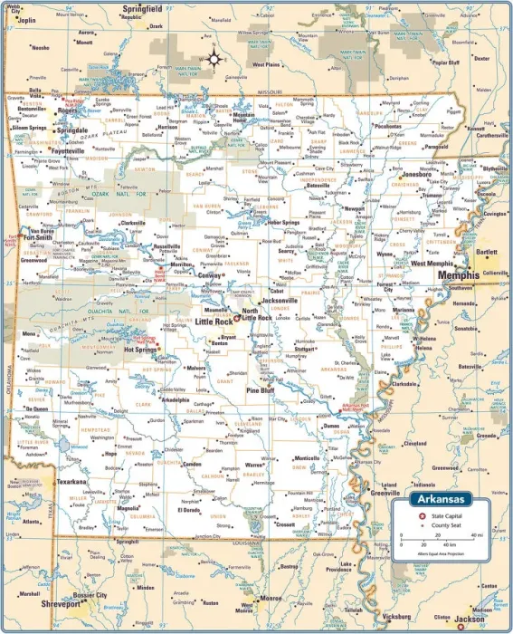 Framed Print : Arkansas State Map Print