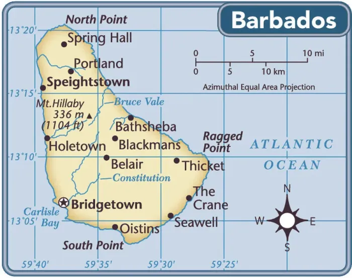 Framed Print : Barbados Country Map Print 2011 Edition Reference Maps Framed Print : Barbados Country Map Print 2011 Edition Reference Maps
