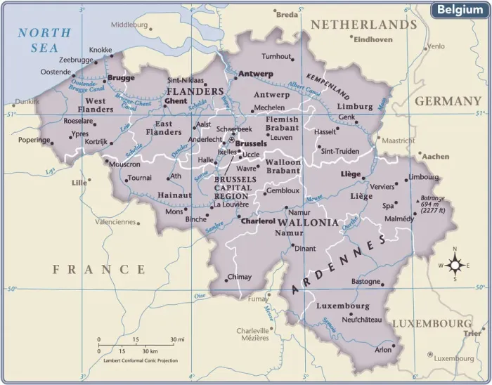 Framed Print : Belgium Country Map 2011 Print (Reference Maps)