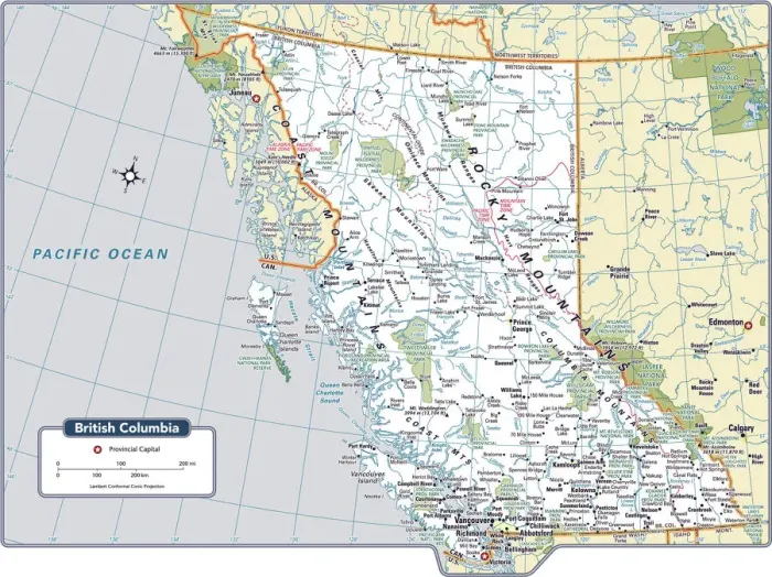Framed Print : British Columbia Provincial Map Print Reference Framed Print : British Columbia Provincial Map Print Reference