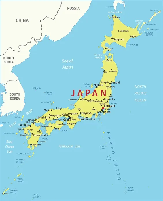 Framed Print : Coloured Map of Japan Print (Reference Maps) Framed Print : Coloured Map of Japan Print (Reference Maps)