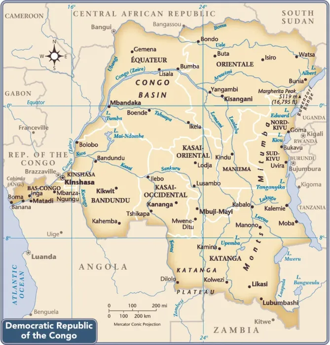 Framed Print : Democratic Republic of the Congo 2011 Print Reference Map Framed Print : Democratic Republic of the Congo 2011 Print Reference Map