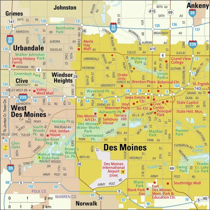 Framed Print : Des Moines Area Map Print - 2010 Edition Reference Maps Framed Print : Des Moines Area Map Print - 2010 Edition Reference Maps