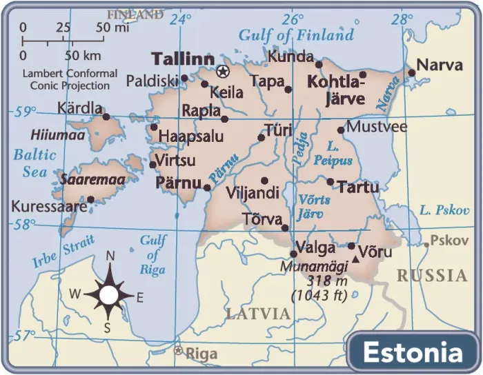 Framed Print : Estonia Country Map Print 2011 Reference Maps