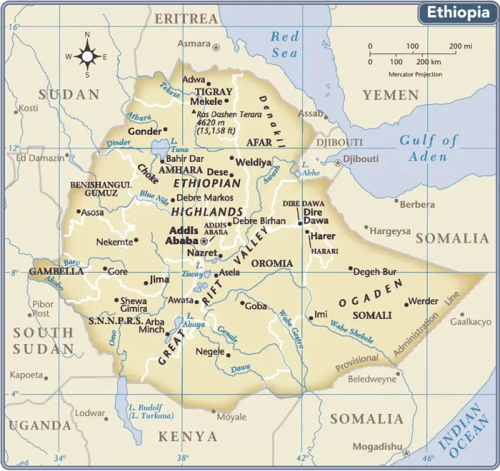 Framed Print : Ethiopia Reference Map Print 2011 Edition Framed Print : Ethiopia Reference Map Print 2011 Edition