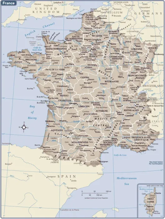 Framed Print : France 2011 Edition Reference Map Print Framed Print : France 2011 Edition Reference Map Print