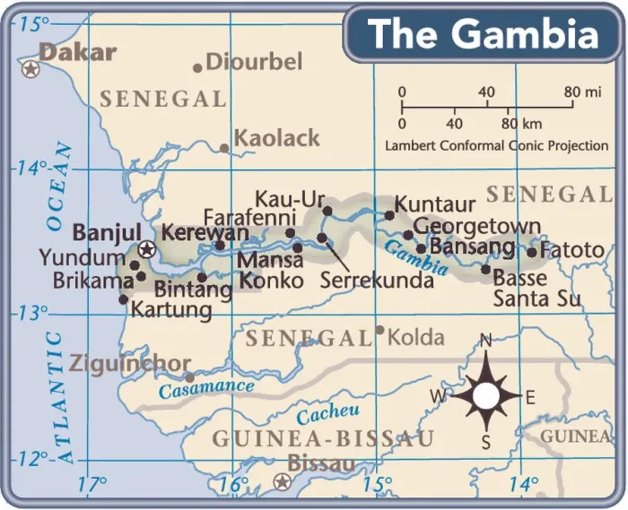 Framed Print : The Gambia 2011 Print Map Framed Print : The Gambia 2011 Print Map