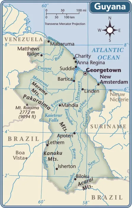 Framed Print : Guyana 2011 Reference Map Print
