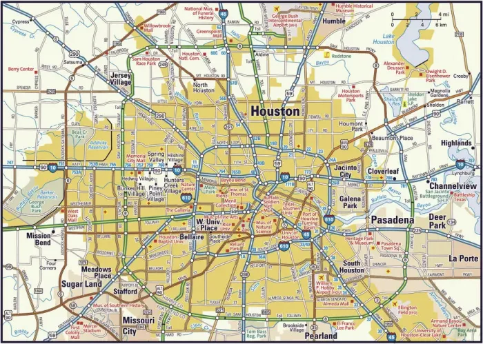 Framed Print : Houston, Texas Area Reference Map Print 2011 Edition Framed Print : Houston, Texas Area Reference Map Print 2011 Edition