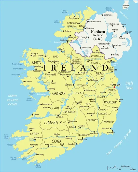 Framed Print : Ireland Reference Map Print Framed Print : Ireland Reference Map Print