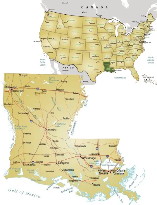 Framed Print : Louisiana Reference Map Print Framed Print : Louisiana Reference Map Print
