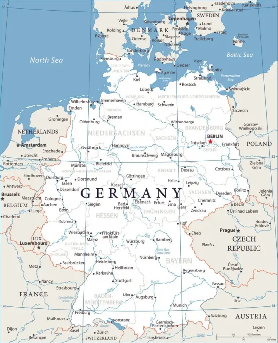 Framed Print : Germany Vector Map Print - Reference Illustration Framed Print : Germany Vector Map Print - Reference Illustration