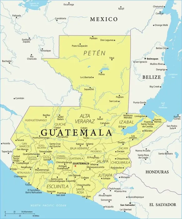 Framed Print : Guatemala Vector Map Print - Reference Map Illustration Framed Print : Guatemala Vector Map Print - Reference Map Illustration