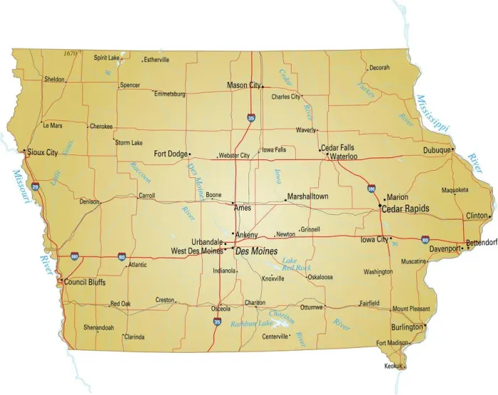Framed Print : Iowa Vector Map Print: Reference Illustration Framed Print : Iowa Vector Map Print: Reference Illustration