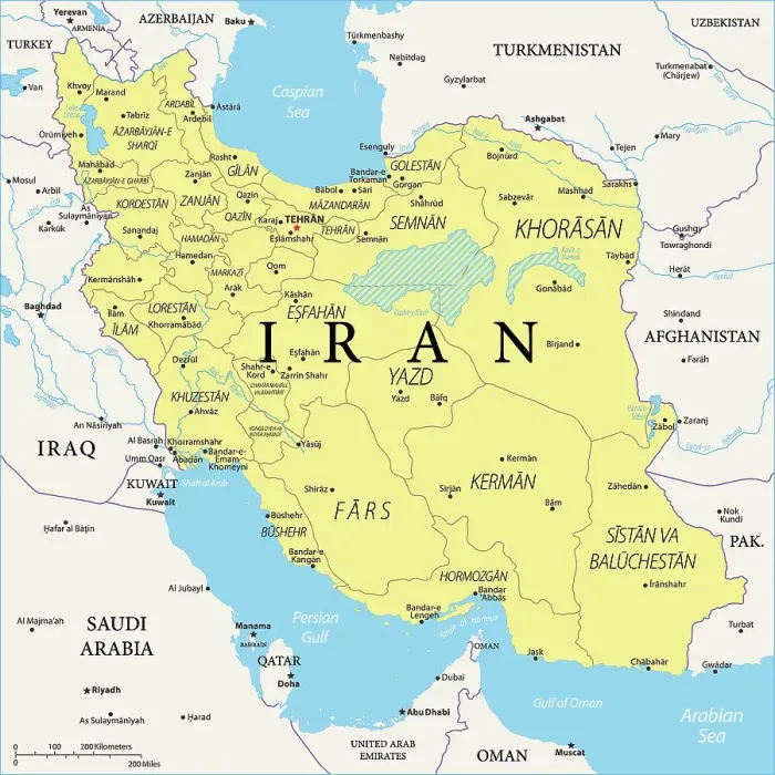 Framed Print : Islamic Republic of Iran Print Map Framed Print : Islamic Republic of Iran Print Map
