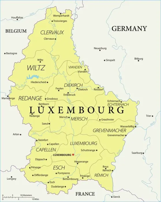 Framed Print : Luxembourg Vector Map Print - Reference Map Framed Print : Luxembourg Vector Map Print - Reference Map