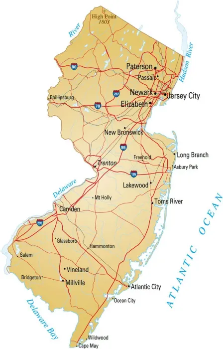 Framed Print : New Jersey Highway Map Print Framed Print : New Jersey Highway Map Print