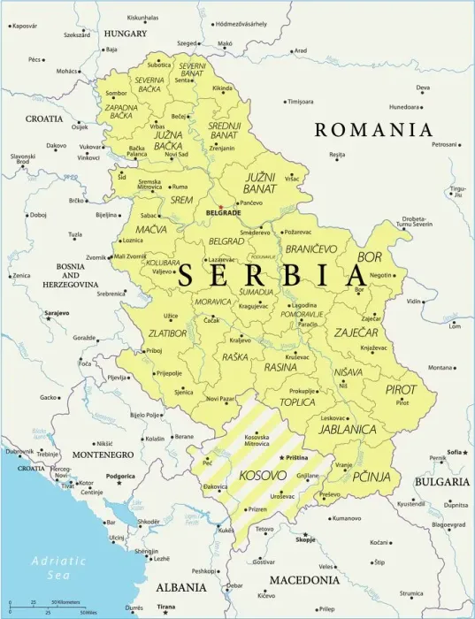 Framed Print : Vector Map of Serbia Print - Reference Maps Framed Print : Vector Map of Serbia Print - Reference Maps