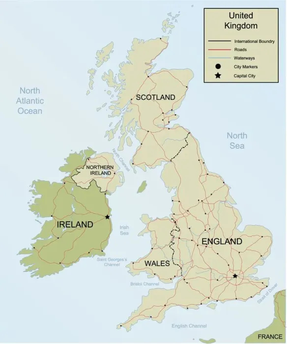 Framed Print : Detailed Hand-Drawn Map of the UK Print Framed Print : Detailed Hand-Drawn Map of the UK Print