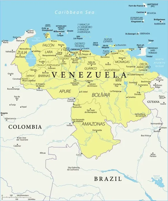 Framed Print : Venezuela Vector Map Print - Reference Maps Framed Print : Venezuela Vector Map Print - Reference Maps
