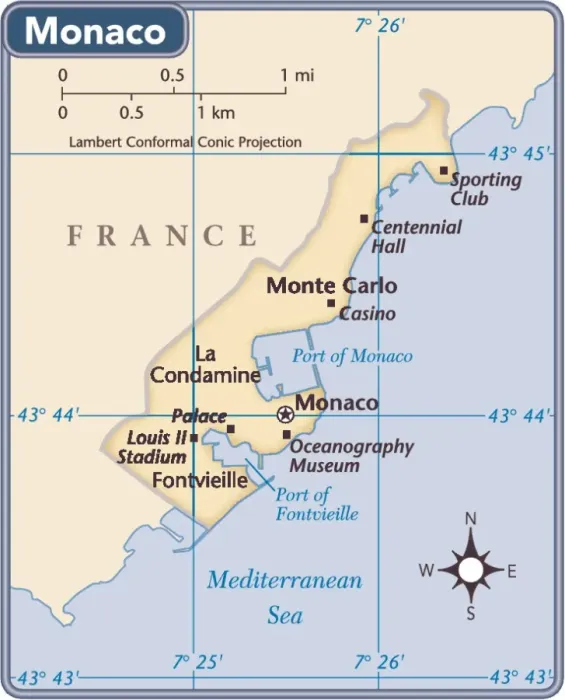 Framed Print : Monaco Country Map Print 2011 Reference Edition Framed Print : Monaco Country Map Print 2011 Reference Edition