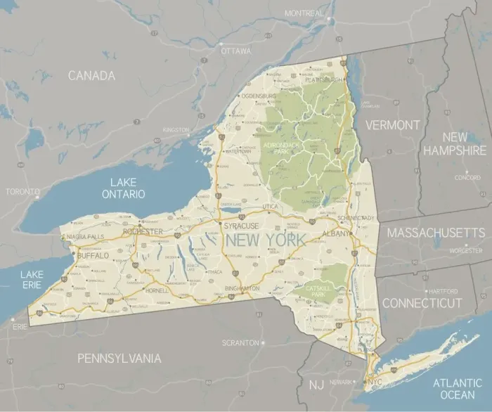 Framed Print : New York State Map Print Framed Print : New York State Map Print