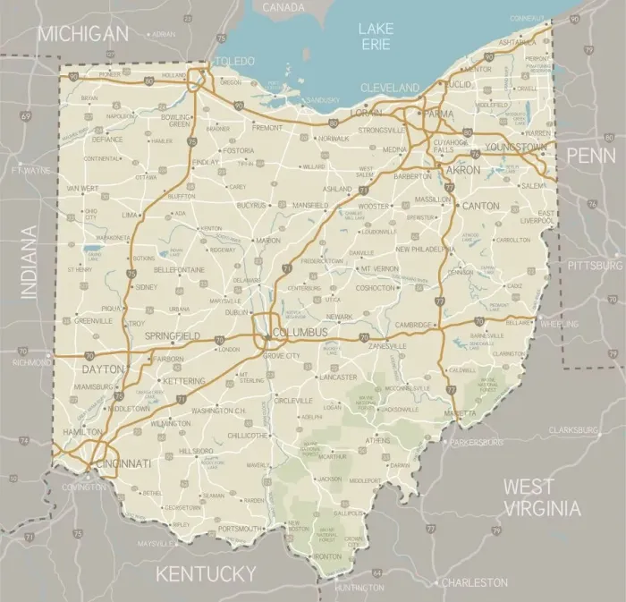 Framed Print : Ohio State Reference Map Print Framed Print : Ohio State Reference Map Print