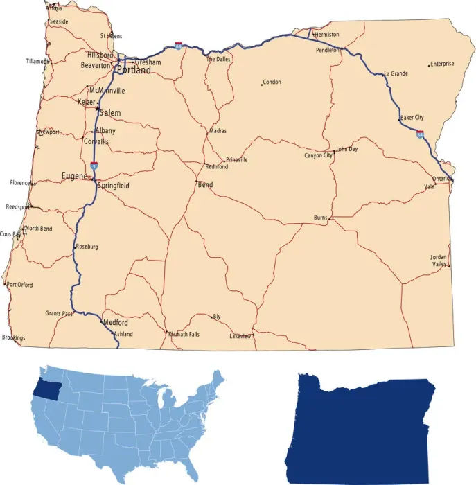 Framed Print : Oregon Road Map Print - Reference Maps Framed Print : Oregon Road Map Print - Reference Maps