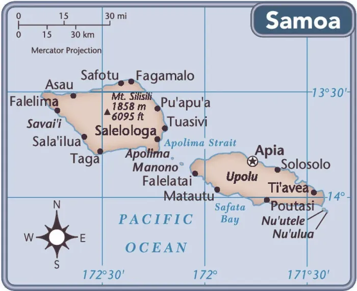 Framed Print : Samoa Country Map 2011 Print (Reference Maps) Framed Print : Samoa Country Map 2011 Print (Reference Maps)
