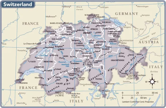 Framed Print : 2011 Switzerland Reference Map Print Framed Print : 2011 Switzerland Reference Map Print