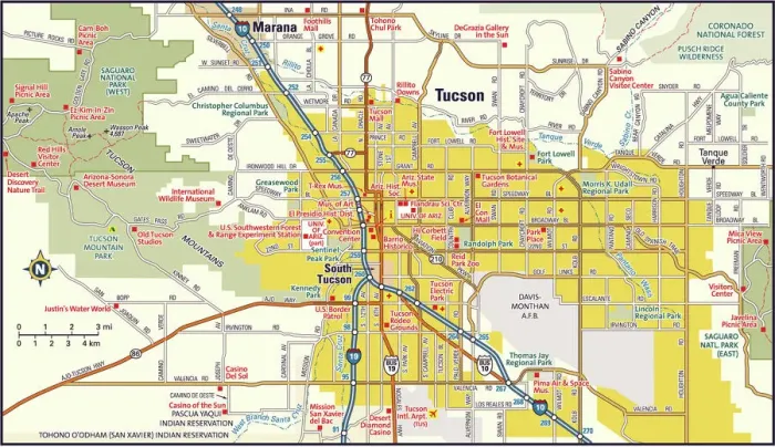 Framed Print : Tucson Arizona Area Map Print 2012 Edition Reference Maps Framed Print : Tucson Arizona Area Map Print 2012 Edition Reference Maps
