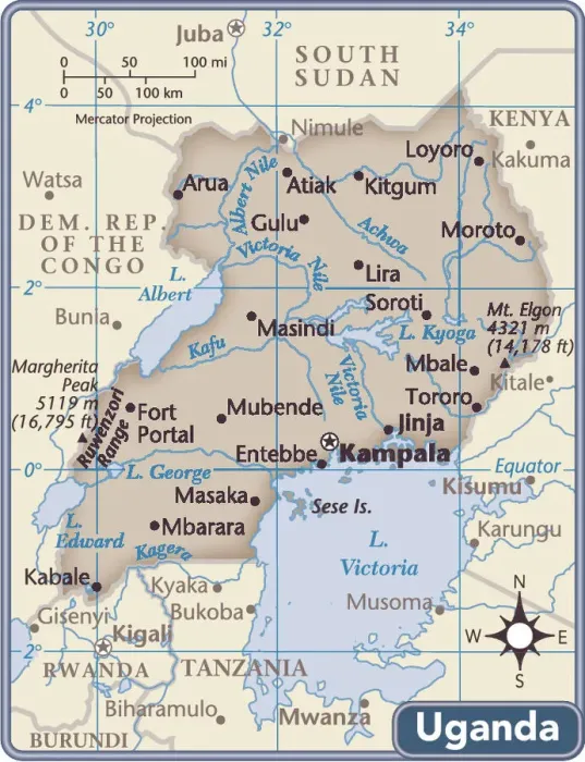 Framed Print : Uganda Country Map Print (Reference Maps, 2011 Edition) Framed Print : Uganda Country Map Print (Reference Maps, 2011 Edition)