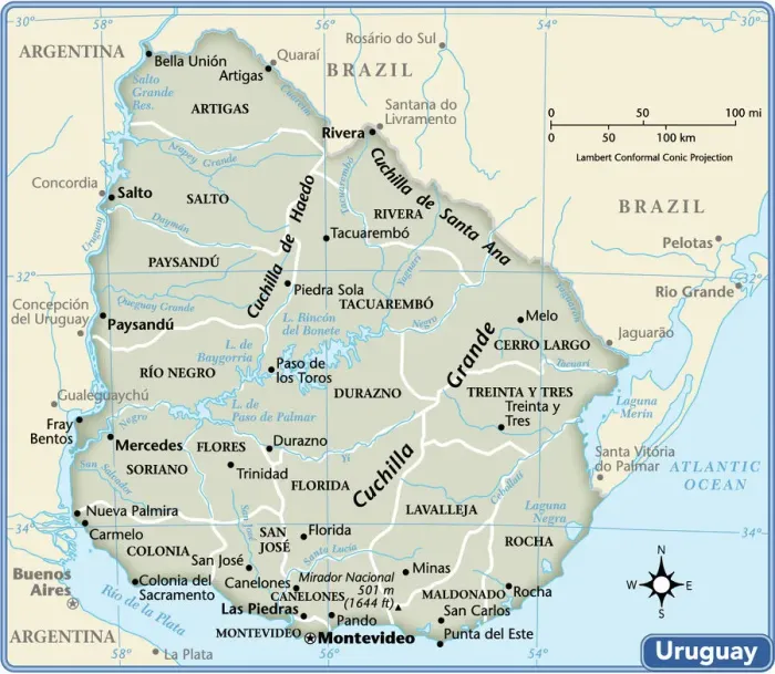 Framed Print : Uruguay 2011 Reference Map Print Framed Print : Uruguay 2011 Reference Map Print