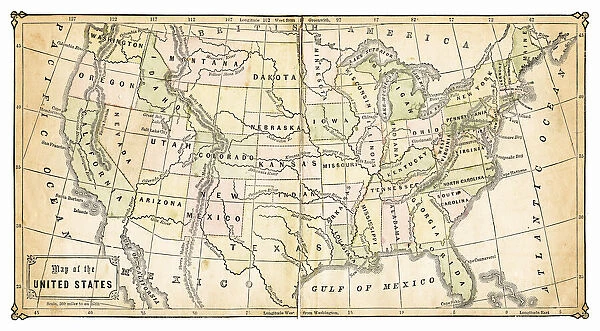Map of USA 1867