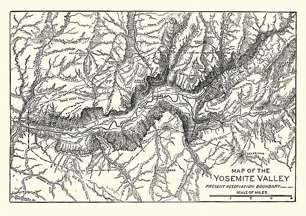Map of the Yosemite Valley, 19th Century